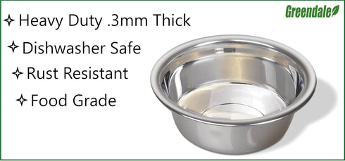 Greendale Set 2 (2 Cup Capacity) - Stainless Steel Metal Dog Bowls - Perfect for Dog Food, Water and as Replacement Bowls for Elevated Stands...