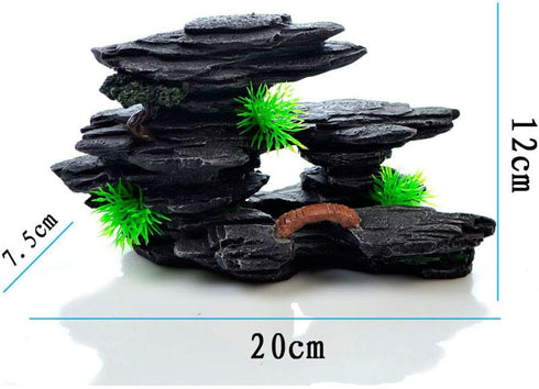 Mountain View Decor Rockery Landscape Rock Hiding Cave Tree Aquarium Ornament Fish Tank Decoration (1)...