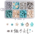 208Pcs Ocean Theme Turquoise Beads Summer Beach Beads Starfish Mermaid Turtle Charms Beads Alloy Sea Pendants Loose Spacer Beads Turquoise Jewelry...