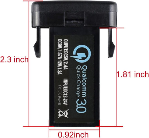 Cllena Dual USB Port Charger Socket Quick Charge 3.0 & 2.4A for Toyota......