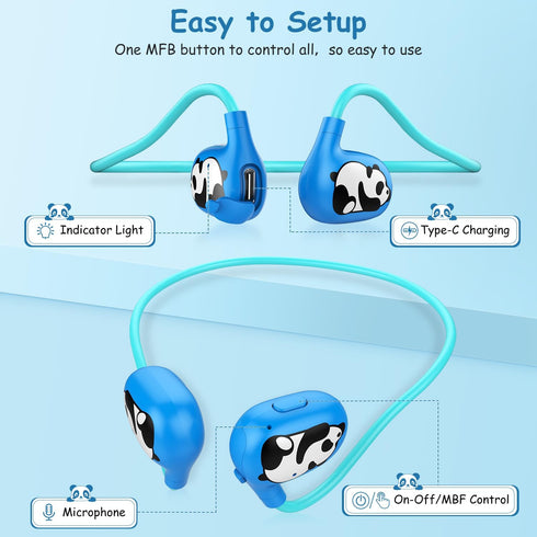 iDIGMALL Bluetooth 5.4 Kid Headphones, Open Ear Headphone w/Noise-Cancelling Mic for Children, 13g Ultra-Light Wireless Headset, Comfort-Fit for P...