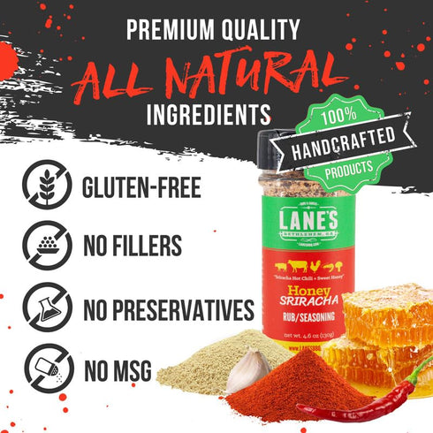 Lane's Honey Sriracha Seasoning, All-Natural Sriracha Powder Seasoning Blend with Garlic & Herb Honey Seasoning for Pork & Meat, Made in USA, 4.6 ...