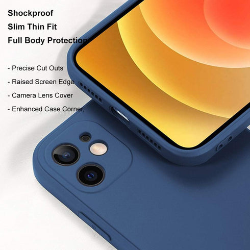 ZEZHOU Compatible with iPhone 12 Case with Camera Lens Protector Liquid Silicone Gel Rubber Phone Case, Slim Fit iPhone 12 Cover 6.1" Soft Microfi...