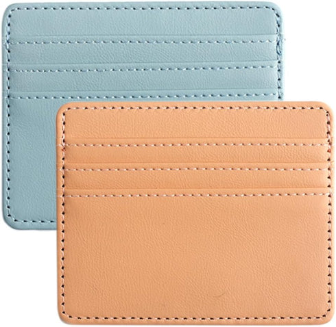 Credit Card Holder Wallet, Slim Minimalist Front Pocket Wallet, ID Case Wallet Small Compact Leather Wallet Coin Purse with Keychain (QX131)...