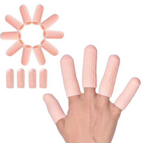 Finger Cots, Gel Finger Tips Protector, Finger Covers (14PCS, L size), New Material (Latex-Free), Finger Sleeves Great for Finger Cracking, Dermat...