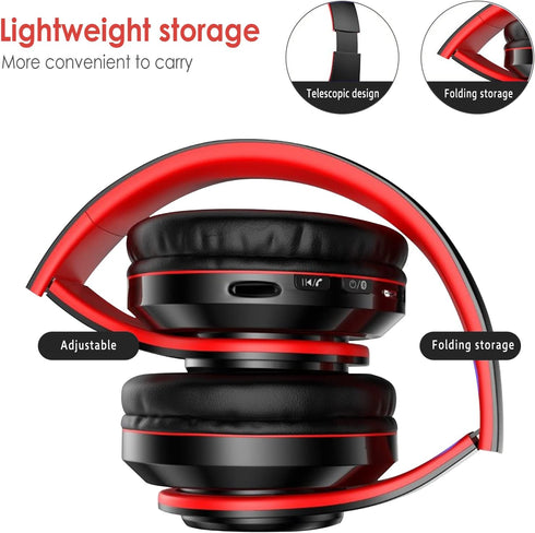 2022 Wireless Bluetooth Headphones,Colorful LED Lights Comfort Over Ear Foldable Headset with Built-in Microphone,FM,SD Card Slot,Wired for School...