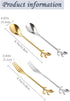 Gold Leaf Coffee Spoon Set of 4, Ice-Cream Tea Stirring Spoons 4.7 Inches Retro Dessert Demitasse Espresso Spoons Cutlery Kitchen Tableware (4 Spo...