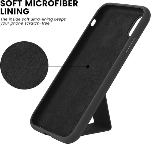 LAUDTEC Silicone Kickstand Case Compatible with iPhone XR case Vertical and Horizontal Stand Hand Strap Metal Kickstand, Flexible Soft Liquid Sili...