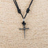 BlueRica Nail & Cross on Adjustable Black Cord Necklace (Old Silver Finish)...