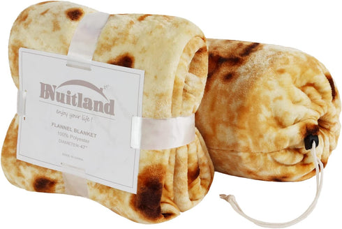 Burritos Tortilla Throw Blanket,300GSM Double Sided Funny Gift Throw with Burrito Pouch,Realistic Super Soft Taco Food Blanket,Novelty Swaddle Yel...