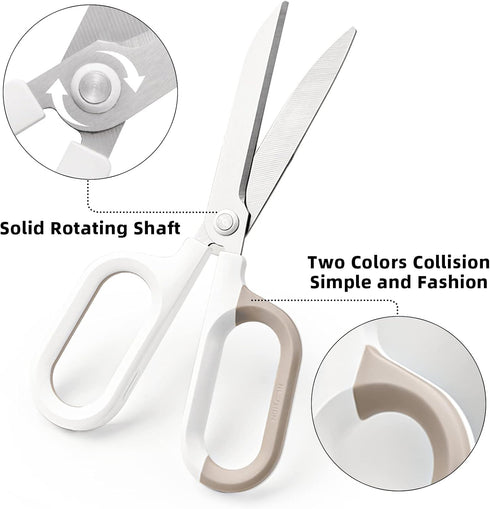 Multipurpose Scissors, Comfort-Grip Handles Sharp Scissors for Office Home School Craft Sewing Fabric Supplies (7", White-1)...