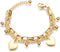 LUREME 18K Gold Stainless Steel Multi Chains Bracelet with Ball and Heart Charms for Women...