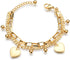LUREME 18K Gold Stainless Steel Multi Chains Bracelet with Ball and Heart Charms for Women...
