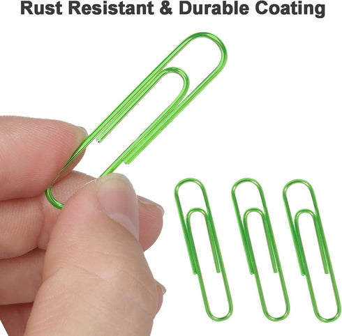 Paper Clips, 100PCS 2" Large Paper Clips(50MM), Bright Vinyl Coated Paper Clips, Sturdy and Rust-resistant, Green Jumbo Paper Clips Great for Scho...