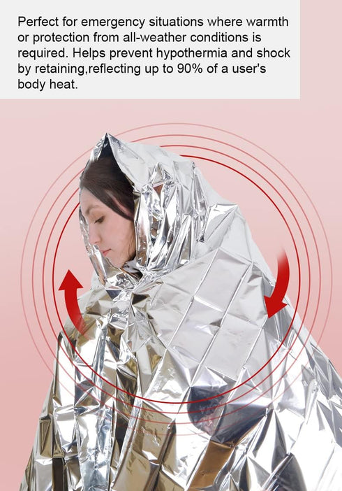Emergency Blankets for Survival Gear (Pack of 4), Camping Blanket, Emergency Blanket, Thermal Blanket, Mylar Space Blanket, Survival Blanket, Firs...