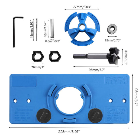 35mm Concealed Hinge Jig kit, Woodworking Tool Drill Bits, Hinge Drilling Hole Router Jig Hardware Template Guide Woodworking Tools for Face Frame...