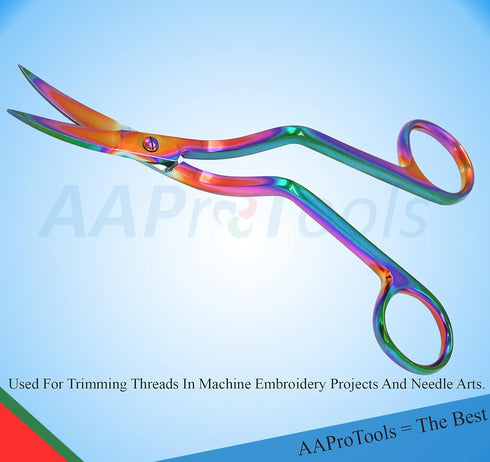 Multi Rainbow 6 Inch Machine Embroidery Double Curved Scissors Bundle + Thread Cutter Nipper Blue...
