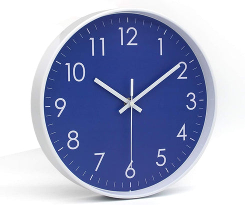Wall Clock Battery Operated Indoor Non-Ticking Silent Quartz Quiet Sweep Movement Wall Clock for Office, Bathroom, Living Room Decorative 10 Inch ...