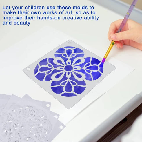 64 pcs (90 mm x 90 mm) Painting Stencils, DaKuan Mandala Dot Stencil for Artistic Creation, Murals, Books, Fabrics, DIY Artistic Creation, Reusabl...