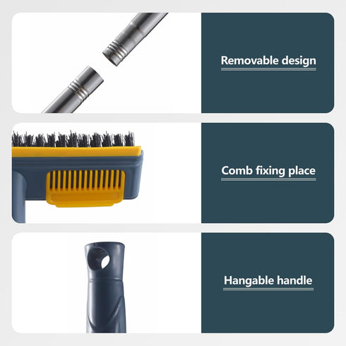 Floor Brush Bathroom Brush Floor Cleaning Brush with Long Handle, Squeegee and Comb for Cleaning Bathrooms, Patios, Garages, Walls and Tiles Brush...