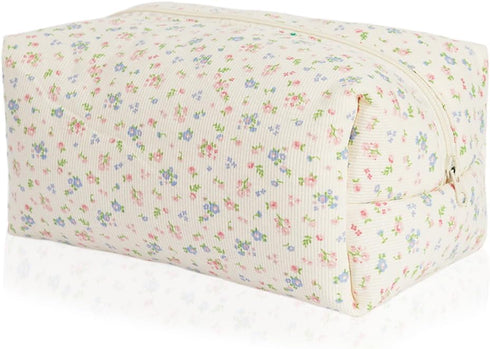 Umchichi' floral large cosmetic bag for Women, Travel Toiletry Bag, Large storage Bag, Travel Makeup Bag, Large Cotton Cosmetic makeup bag, Large ...