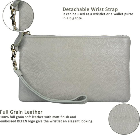 befen Genuine Leather Wristlet Clutch RFID Blocking Bag Cell Phone Wallet Purse Wristlet Wallet Purses and Handbags for Women...