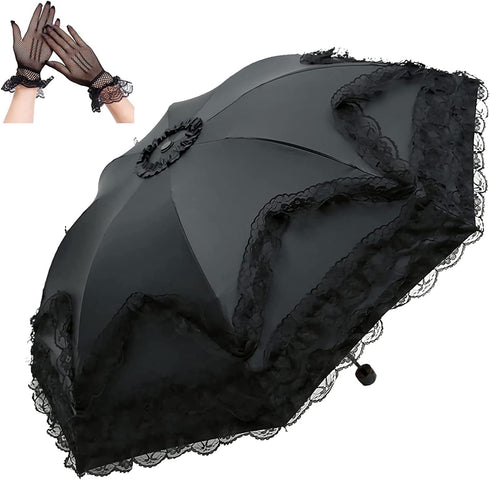 Princess Lace Ultraviolet-Proof Folding Umbrella Anti-uv Dome Parasol...