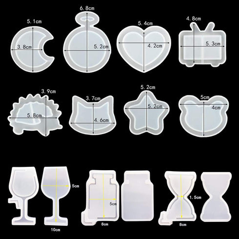 iSuperb 11Pcs Resin Shaker Mold DIY Quicksand Star Moon Cat Casting Epoxy Silicone Mold Heart Shaped Kawaii Resin Epoxy Jewelry Molds for Pendant ...