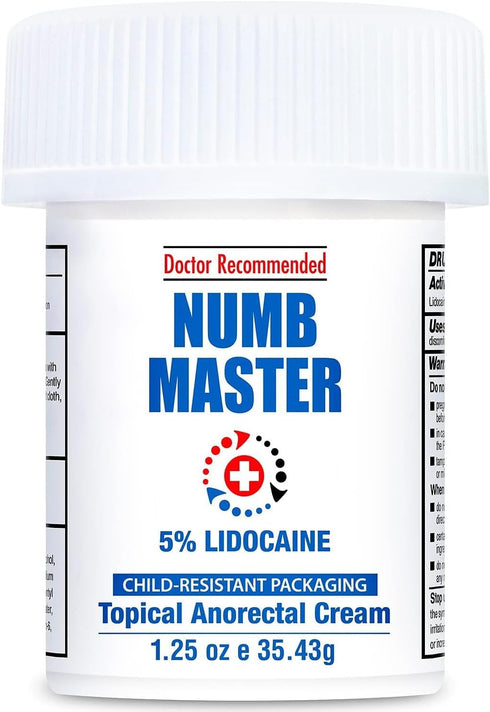 Clinical Resolution Numb Master 5% Lidocaine Numbing Cream for Pain Relief, Topical Anesthetic Burn Itch Cream Maximum Strength, Fast Acting Hemor...