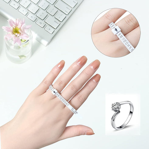 Ring Sizer Measuring Tools Plastic Ring Mandrel Ring Sizer Belt Metal Ring Gauge with Rubber Hammer for Measure Finger Rings Size Tools...