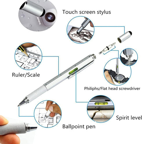 Screwdriver Pen Multitool Pen Touch Screen Stylus Ballpoint Tech Tool Pen Gadgets Ruler Level Metal Hexagon Pen for Men Office Outdoor Supplies 3 ...