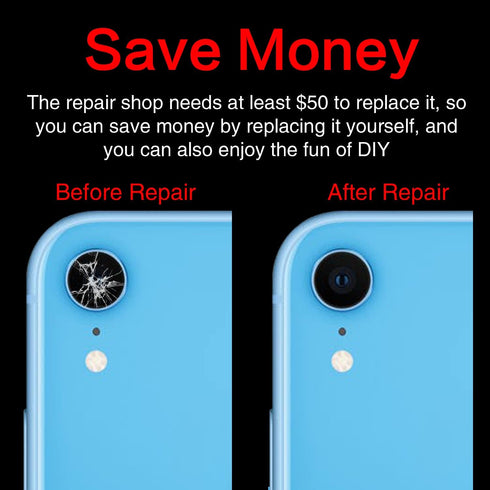 2PCS ASDAWN Back Camera Lens Glass Replacement for iPhone XR 6.1 Inches with Pre-Installed Adhesive, Rear Camera Lens Glass Replacement with Insta...