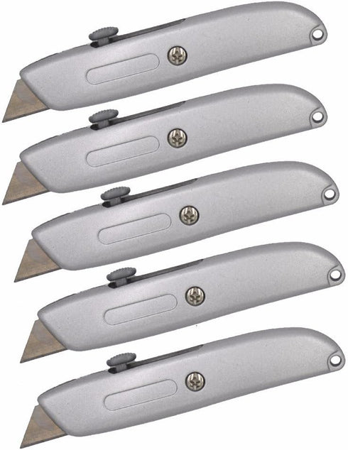 Wideskall® Heavy Duty Box Cutter Retractable Blade Metal Utility Knife (Pack of 5)...