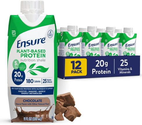 Ensure Plant-Based Vegan Protein Chocolate Nutrition Shake I Gluten-Free I Dairy-Free I Soy-Free Shake 12 Pack...