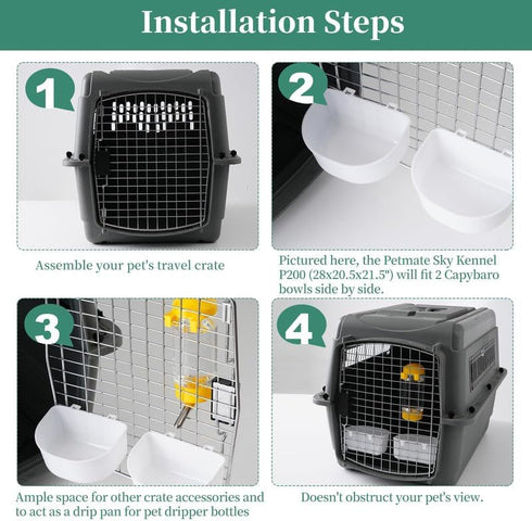 Capybowl, Travel Water or Food Bowl for IATA Approved Travel Kennels, Wide-Mouthed, Secure Attachment, Suitable for Small and Large Pet Internatio...