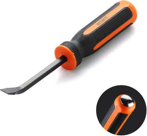 REXBETI 8 Inch Pry Bar Set Thicker Strike Cap Handle, Black Orange, Comfortable Non-Slip Double Angled Tip Handled...