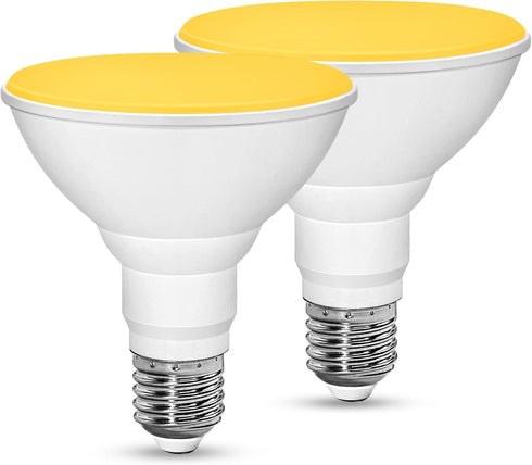 PAR38 Yellow Bug Light Bulb Outdoor, 150W Equivalent Yellow Amber LED Bulbs Outside, PAR38 LED Flood Light 15W 1300LM E26 Base for Porch Lights, H...
