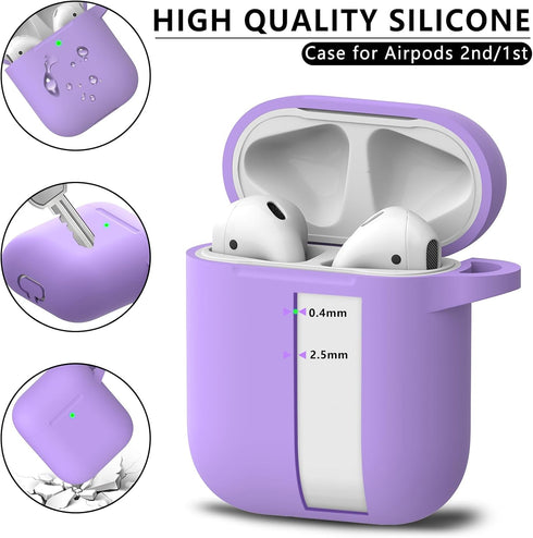Airpods Case Cover 2&1 with Cleaner Kit,Soft Silicone Protective Cover for Apple AirPods 2nd/1st Generation Charging Case with Keychain,Shockproof...