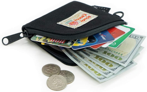 Rough Enough Small Coin Purse Pouch Slim Credit Card Holder Wallet for Men Women Teen Boys with Neck Lanyard Keychain Zipper in Black Cordura...