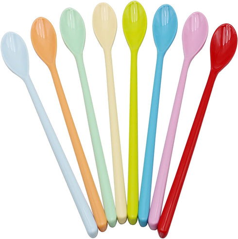 Set of 8 Mixing Spoon Melamine Long Espresso Spoons, Colorful Latte Spoon, Dessert Ice Cream Spoon, Cocktail Stirring Spoons for Coffee Dessert, 8...