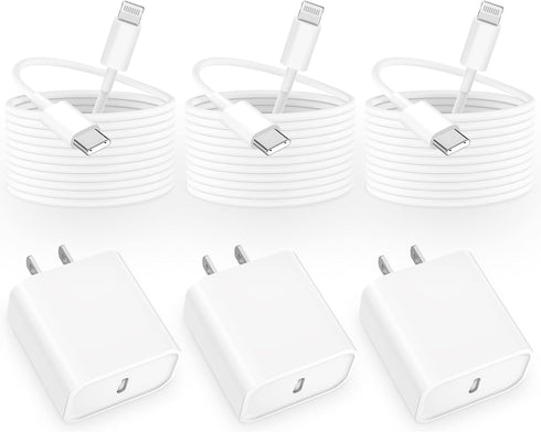?MFi Certified?iPhone 14 Fast Charger, Linocell 3Pack 20W USB-C PD Power Wall Charger Block+3Pack 6FT Type-C to Lightning Cable Compatible with fo...