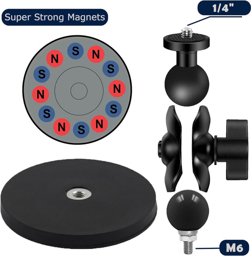 Magnetic Mount Base Kit with Magic arm for GoPro, Strong Magnetic Camera Mount with Ballhead Arm Tripod Compatible with GoPro Hero 12/11/10/9/8 25...
