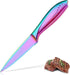 WELLSTAR Utility Knife, 4 Inch Serrated Paring Knife with Super Sharp Rainbow High Carbon Stainless Steel Blade for Fruit Vegetable Cutting Peelin...