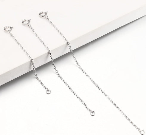 3pcs Necklace Extender Sterling Silver Necklace Extenders for Women 1 Inch 2 Inch 4 Inch Extension Chain Extenders for Necklaces Bracelet Anklet w...