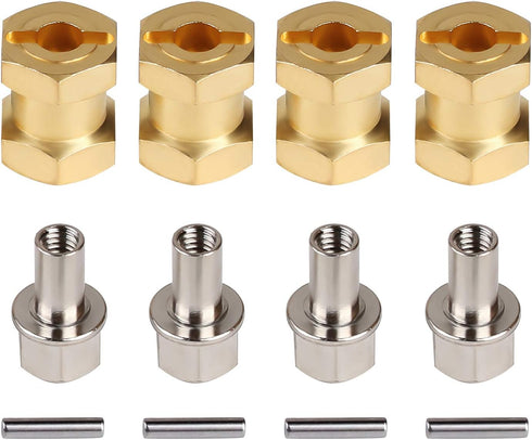 INJORA RC Hex Hub 12mm Brass Wheels Hex Hub Extension Hex Drive Adapter for 1/10 RC Crawler Axial SCX10 90046 D90 (15mm)...