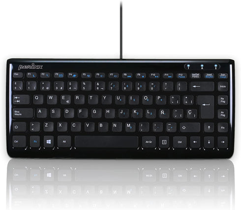 Perixx PERIBOARD-407B ES Mini Teclado USB - Teclas Tipo Chiclet - Negro Brillante - Español……...