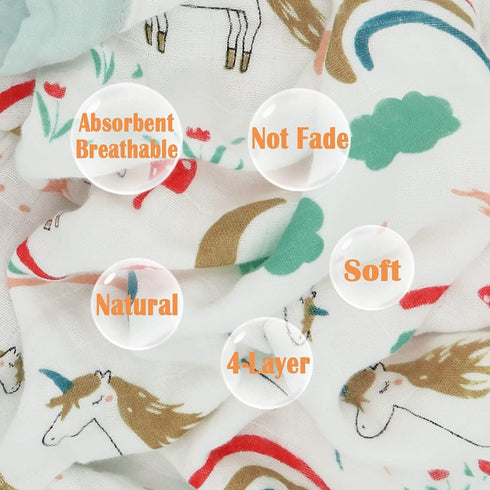 Muslin Soft Swaddle Blankets, Muslin Quilt Baby Blanket for Boy Girl Toddler Daycare, Kids Swaddle Wrap, Practical Size 43 X 45 inches (Rainbow Un...