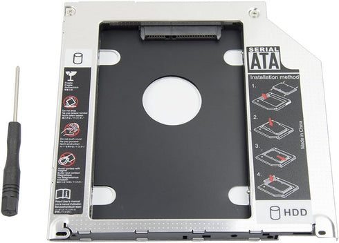2nd 2.5'' SATA HDD SSD Hard Drive Disk DVD CD ROM Optical SuperDrive Caddy Tray Adapter for Apple Unibody MacBook/MacBook Pro 13 15 17 Early mid L...