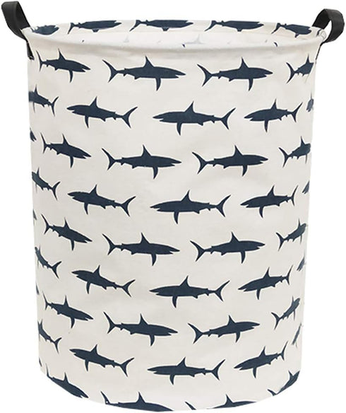 Kids Laundry Hamper,Canvas Shark Hamper Collapsible Boys Storage Baskets for Boys Room Decor,Nursery Hamper,Toy Organizer,(Shark)...