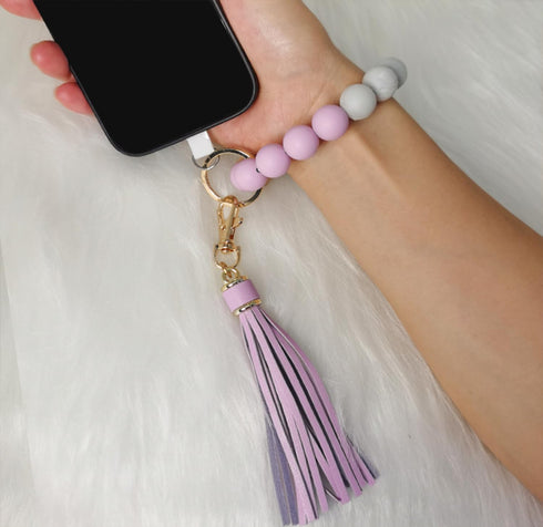 Boho Silicone Phone Wrist Strap, Cell Phone Lanyard Keychain with Tether Tab, Smartphone Wristlet Bracelet Keychain with Universal Strap Holder Co...
